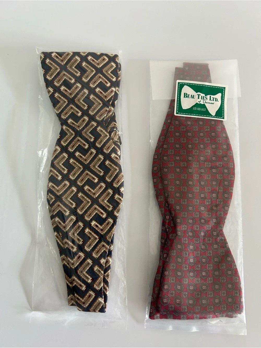 Beau Ties‎ Ltd. of Vermont Two Printed Bow Ties - Silk - New in Package